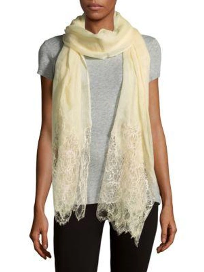 Shop Valentino Lace Trim Scarf In Yellow