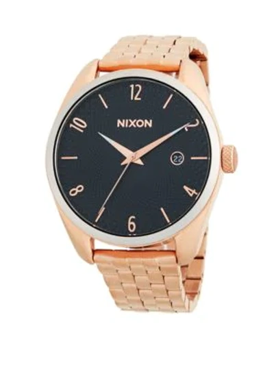 Shop Nixon Bullet Stainless Steel Bracelet Watch In Rose Gold