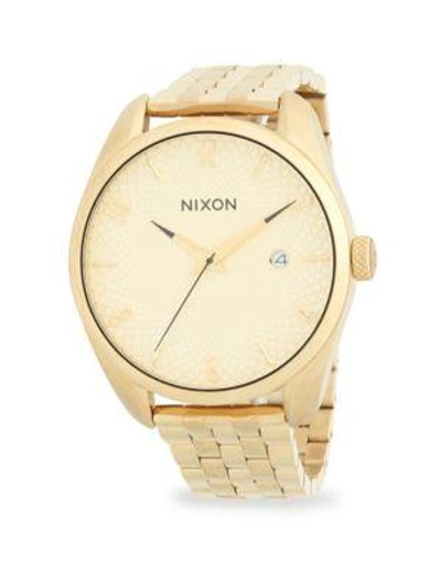 Shop Nixon Bullet Stainless Steel Bracelet Watch In Gold