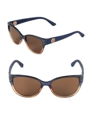 Shop Gucci 40mm Butterfly Sunglasses In Shadow Blue