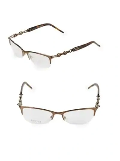 Shop Gucci 52mm Oval Optical Glasses In Chocolate