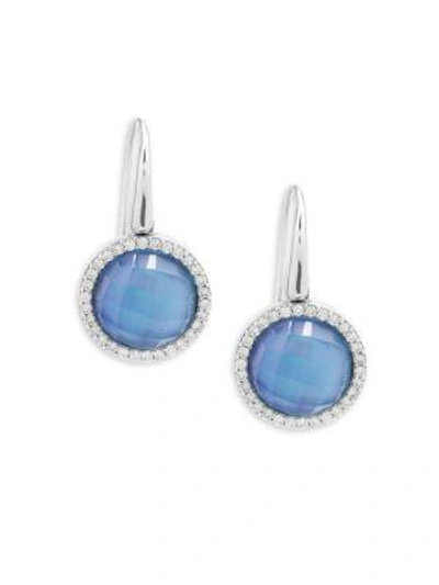 Shop Roberto Coin Pearl, Diamond, Topaz And 18k Rose Gold Fantasia Drop Earrings In Blue