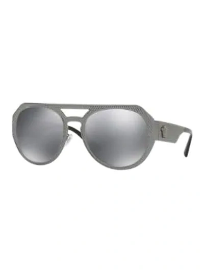 Shop Versace 60mm Textured Aviator Sunglasses In Gunmetal