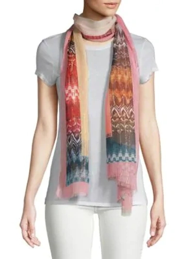 Shop Missoni Mixed-print Scarf In Pink