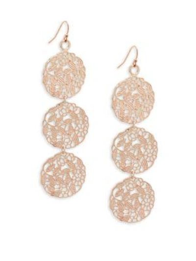 Shop Stella & Ruby Triple Drop Earrings In Rose Gold