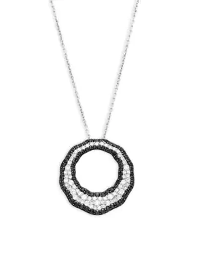 Shop Roberto Coin Black And White Diamond, Ruby And 18k White Gold Scalare Pendant Necklace