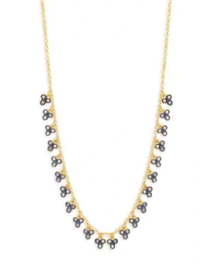 Shop Freida Rothman Crystal And Sterling Silver Fringe Necklace In Gold