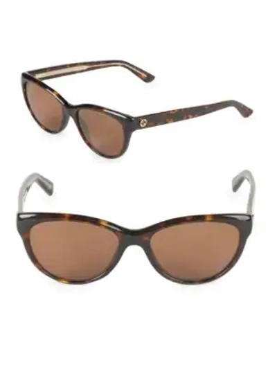 Shop Gucci 53mm Butterfly Sunglasses In Dark Havana