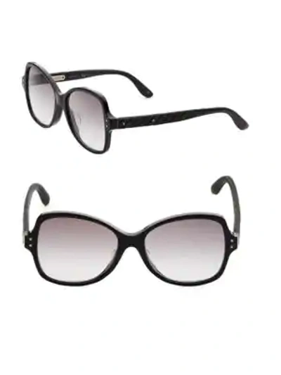 Shop Bottega Veneta 56mm Gradient Sunglasses In Shiny Black