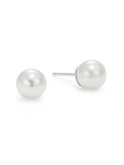 Shop Majorica Simulated Pearl & Sterling Silver Stud Earrings In White