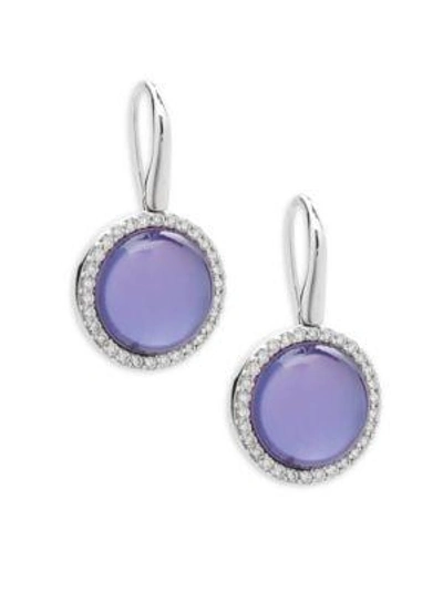 Shop Roberto Coin Pearl, Diamond, Amethyst And 18k White Gold Fantasia Triplet Earrings In Purple