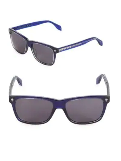 Shop Alexander Mcqueen 57mm Rectangle Sunglasses In Blue