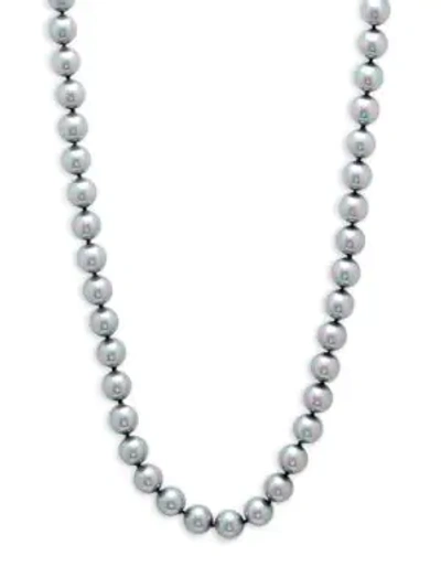 Shop Majorica Estela Faux Pearl & Sterling Silver Necklace In Grey