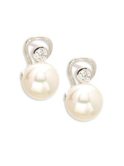 Shop Majorica Crystal, Faux Pearl & Sterling Silver Orb Drop Earrings In White