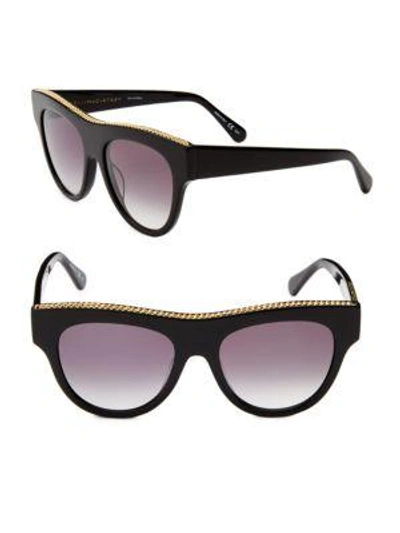 Shop Stella Mccartney 52mm Flat Top Round Sunglasses In Black