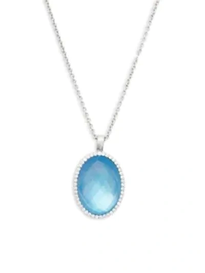 Shop Roberto Coin Fantasia Diamond, Blue Topaz And 18k White Gold Pendant Necklace