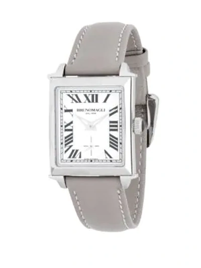Shop Bruno Magli Silvertone Stainless Steel And Leather Strap Watch
