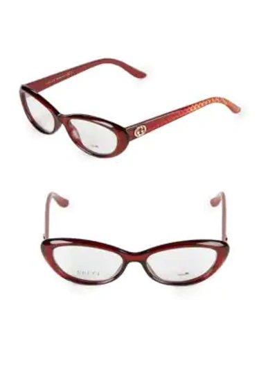 Shop Gucci 55mm Oval Optical Glasses In Red Gold