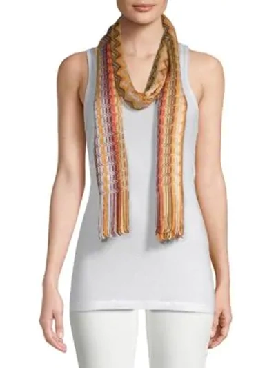 Shop Missoni Printed Fringe Scarf In Yellow Multi