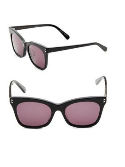 Shop Saint Laurent Stella Mccartine 55mm Rectangle Sunglasses In Shiny Black