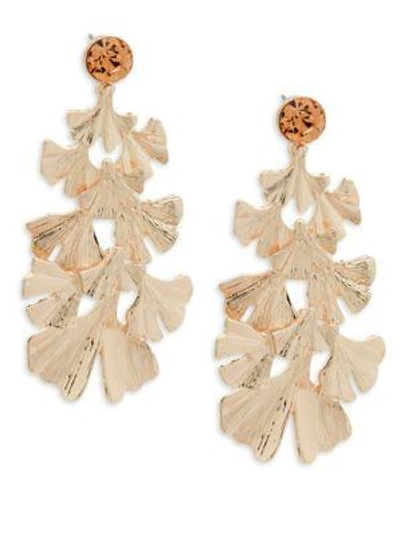 Shop Stella & Ruby Crystal Layered Leaf Earrings In Rose Gold