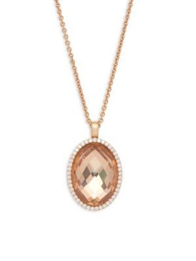 Shop Roberto Coin Diamond, Crystal And 18k Gold Oval Pendant Necklace In Brown