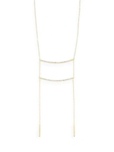 Shop Elizabeth And James Ollie White Topaz Bar Chain Necklace In Gold