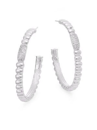 Shop John Hardy Bedeg 0.30 Tcw Diamond & Sterling Silver Hoop Earrings/1.5"