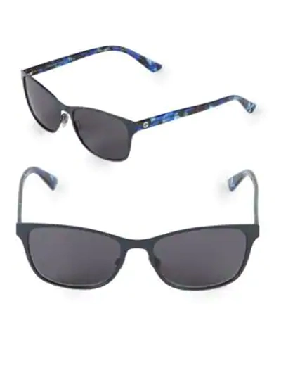 Shop Gucci 53mm Rectangular Sunglasses In Blue