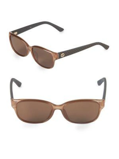 Shop Gucci 54mm Rectangle Sunglasses In Black