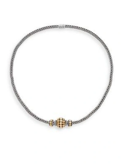 Shop John Hardy Dot Sterling Silver & 18k Yellow Gold Necklace In Silver - Gold