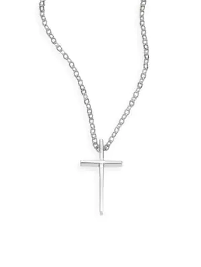 Shop Saks Fifth Avenue Women's Swedged Sterling Silver Cross Necklace