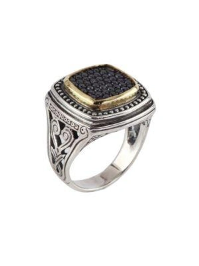Shop Konstantino Asteri Square Black Diamond, 18k Yellow Gold And Sterling Silver Ring