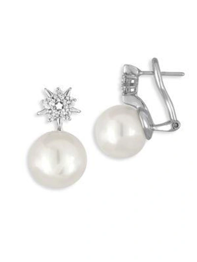 Shop Majorica North Star Crystal & Faux-pearl Stud Earrings In White