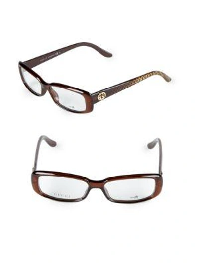 Shop Gucci 52mm Rectangle Optical Glasses In Dark Brown