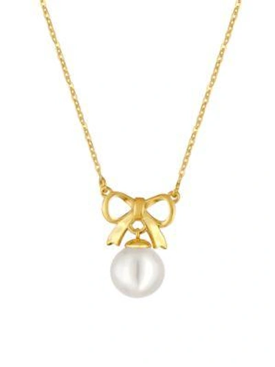 Shop Majorica 10mm Organic Pearl Bow Pendant Necklace In White