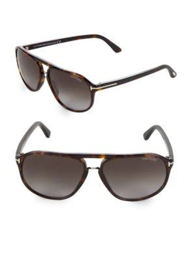 Shop Tom Ford 60mm Tortoiseshell Aviator Sunglasses In Brown Beige