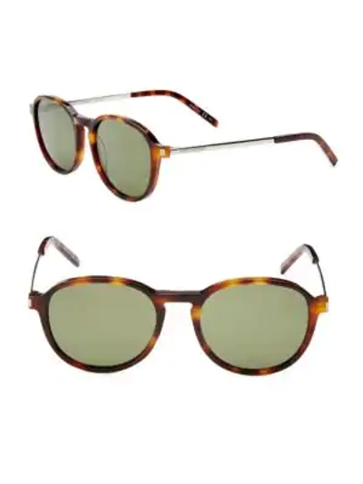 Shop Saint Laurent 51mm Round Sunglasses In Havana/green