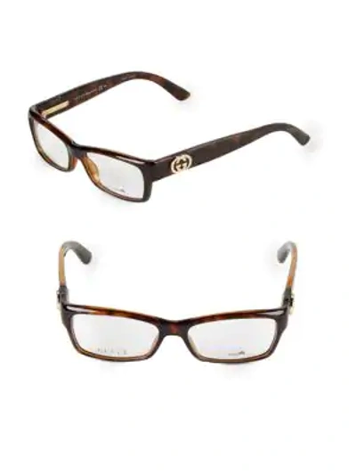 Shop Gucci 51mm Rectangle Optical Glasses In Havana