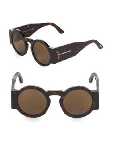 Shop Tom Ford 47mm Round Sunglasses In Havana