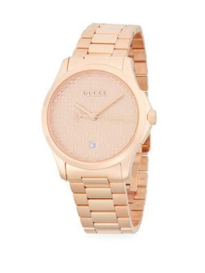 Shop Gucci Classic Stainless Steel Bracelet Watch In Rose Goldtone