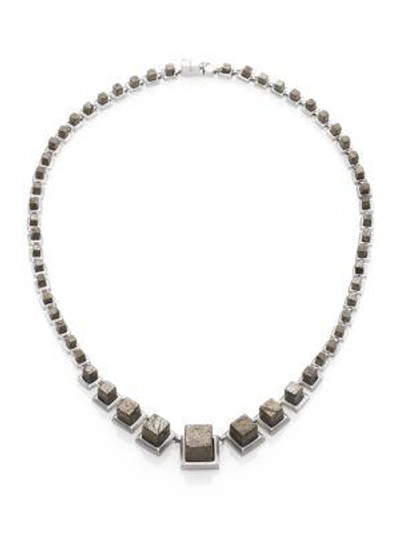 Shop Eddie Borgo Pyrite Graduated Cube Necklace In Grey