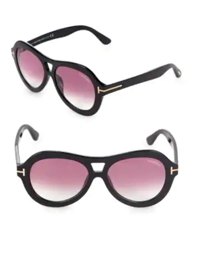 Shop Tom Ford 56mm Round Sunglasses In Black
