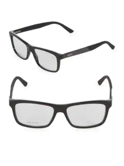 Shop Gucci 51mm Rectangular Optical Glasses In Black