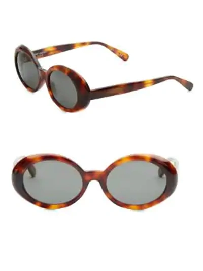Shop Saint Laurent 53mm Oval Sunglasses In Shiny Light Havana