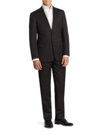 Shop Armani Collezioni Men's Two-button Wool Suit In Black