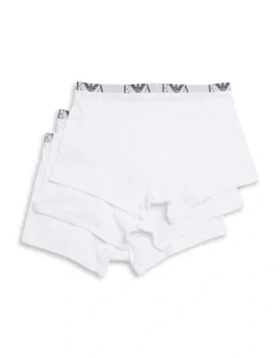 Shop Emporio Armani 3-pack Cotton Trunks In White