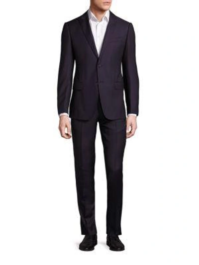 Shop Armani Collezioni Burgundy Wool Suit