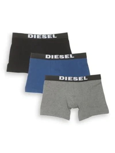 Shop Diesel Umbx Sebastian 3-pack Boxer Briefs In Blue Black