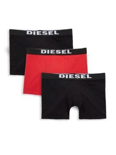 Shop Diesel Umbx Sebastian Boxer Briefs - Set Of 3 In Black Red
